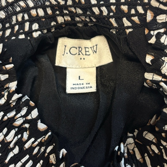 J. Crew Factory Smocked-Neck Long Sleeve Top in Oncilla Cat Print Size L - Picture 10 of 14